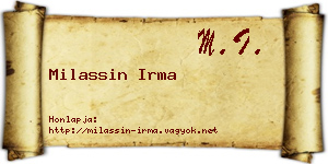 Milassin Irma névjegykártya